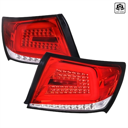 Spec-D Tuning SEDAN LED LIGHT BAR CHROME HOUSING AND RED LENS, 2PK LT-WRX084RLED-SQ-TM